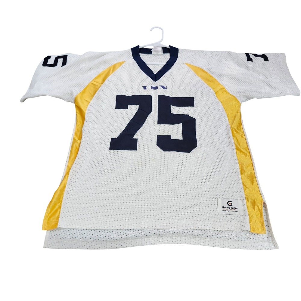 US NAVY MENS L WHITE FOOTBALL JERSEY GAMEWEAR EUC